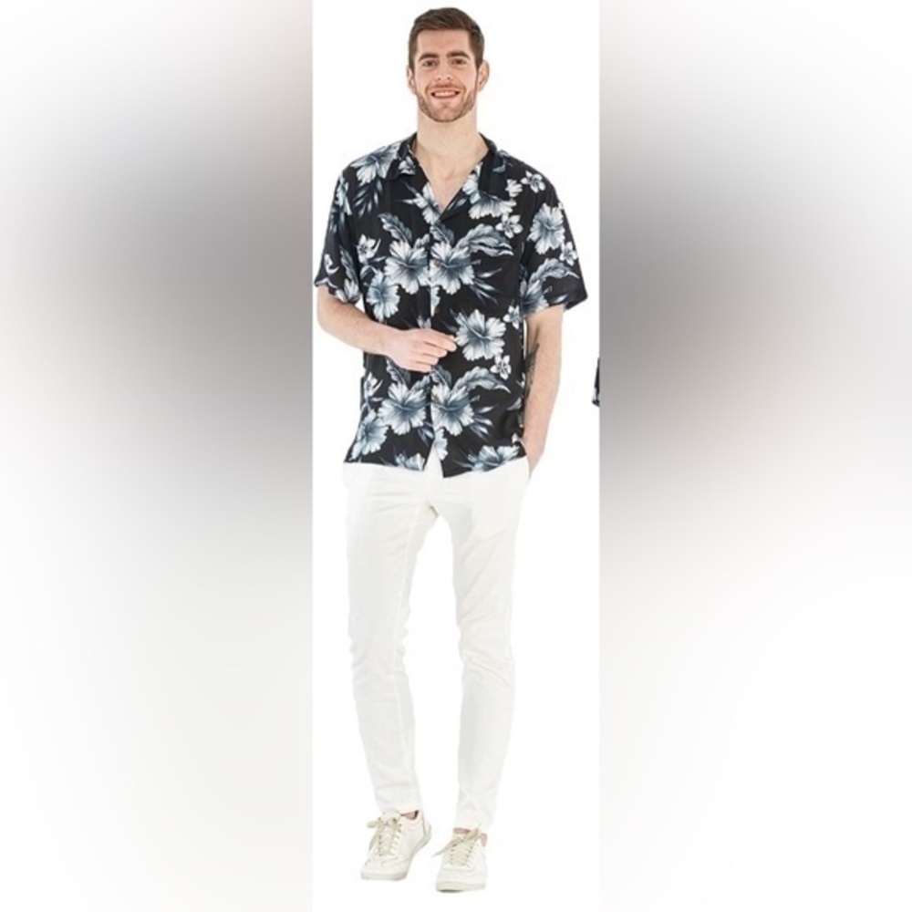 Hawaii Angover Hawaiian Men's Shirt Summer Short Sleeve Button Down Cuba Neck XL
